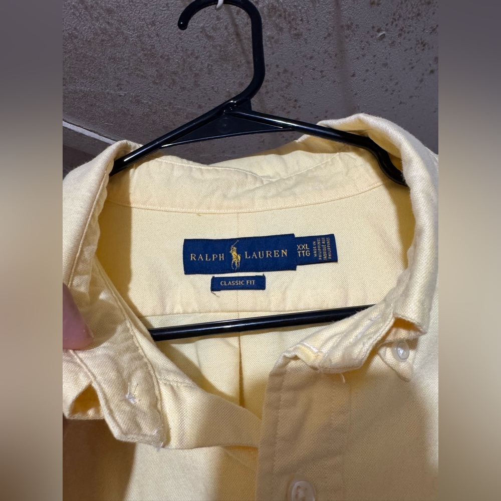 Ralph Lauren Yellow Button Down Oxford XXL Classic Fit Pony Long Sleeve Mens - Picture 3 of 4